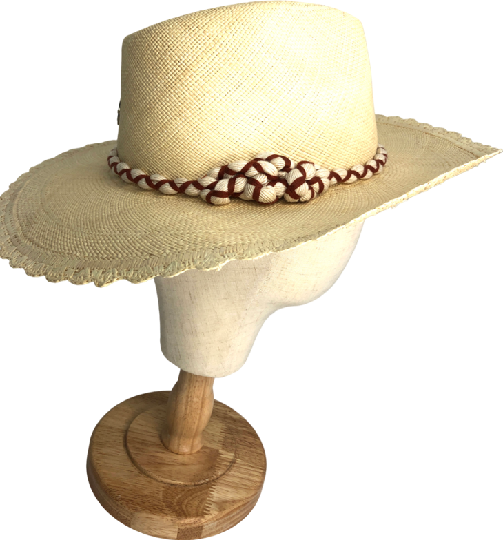 Freya Beige Rope Detail Western Style Hat UK S/M