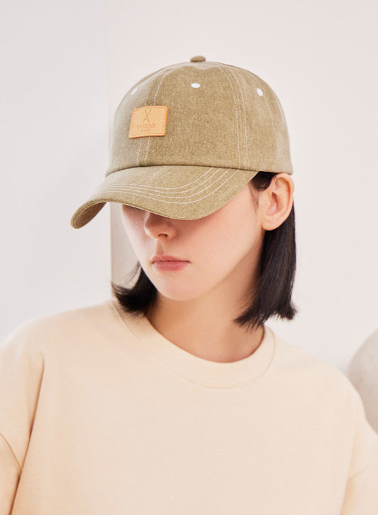 VARZAR VA Square Pigment Label Ball Cap Deep Green