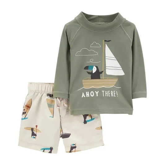 Carters - Baby Boy 2Pk Sailboat Puffin Rashguard Set