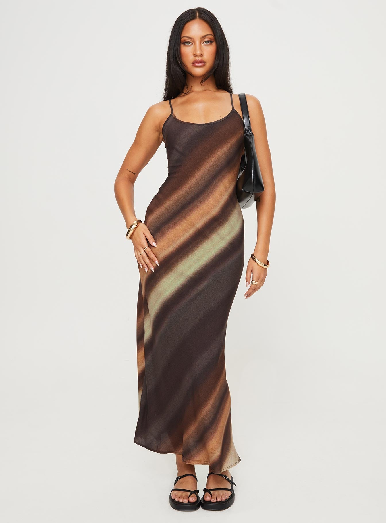 Otillie Maxi Dress Brown Multi Petite