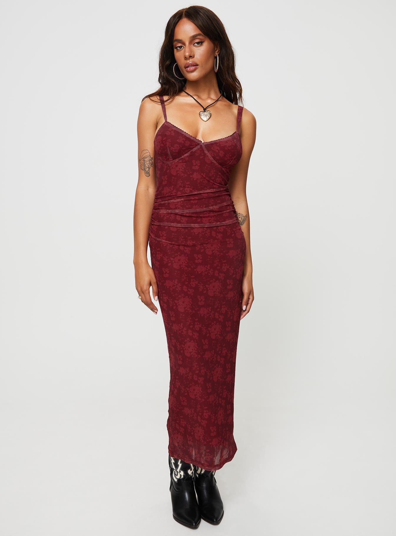 Cotter Maxi Dress Burgundy Floral