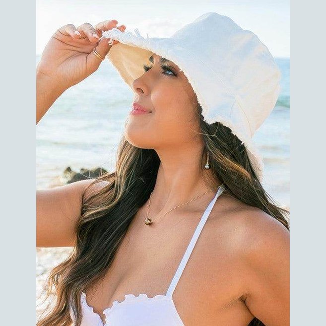 Women's Accessories - Hats Frayed Edge Canvas Bucket Hat