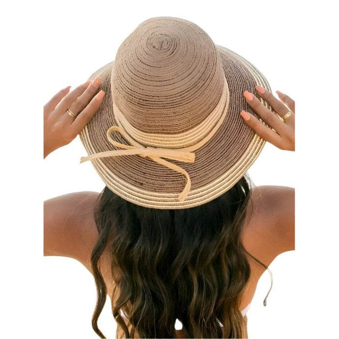 Women's Accessories - Hats Multi-Stripe Bow Accent Bucket Sunhat