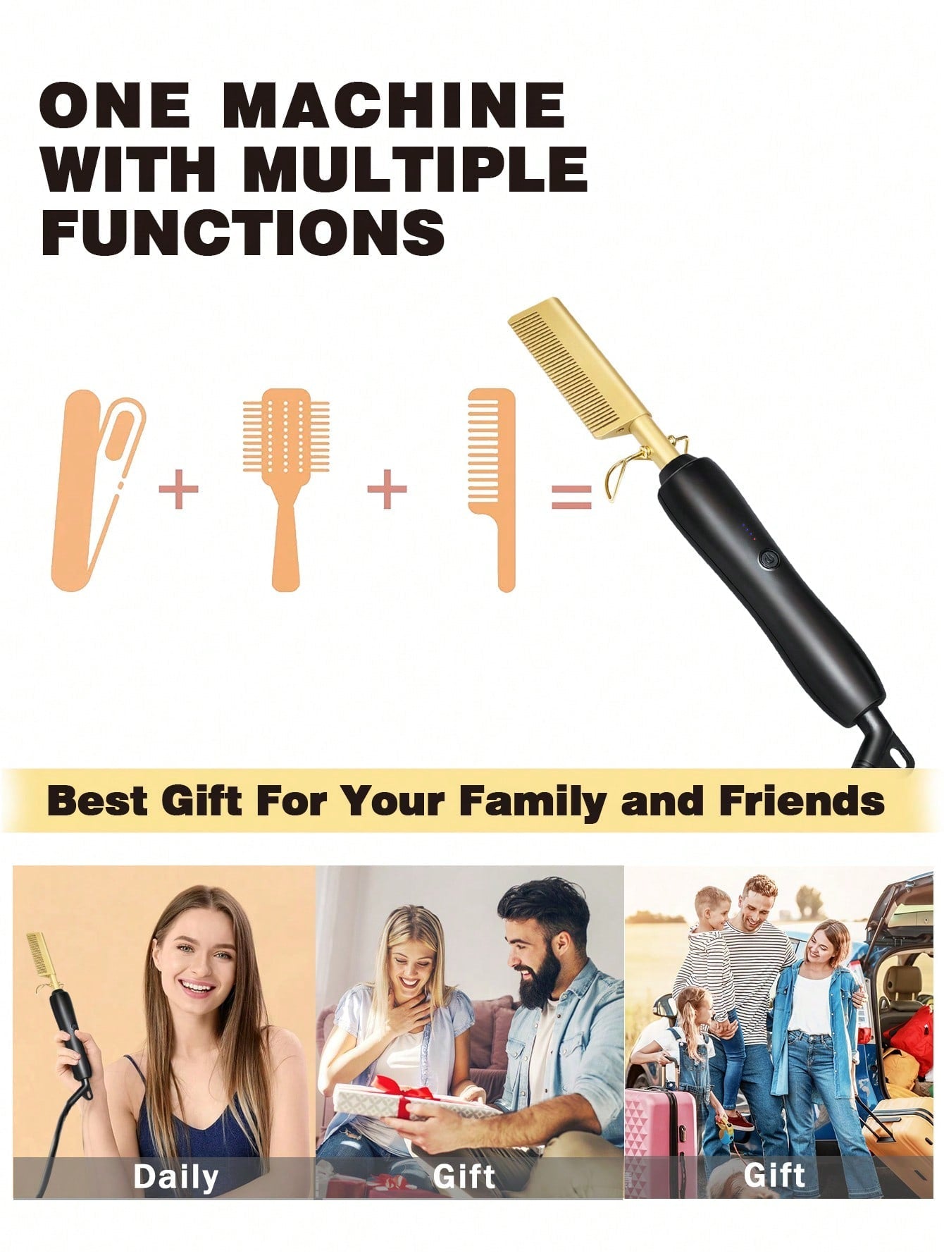 1pc ABS Dual Use Electric Hair Brush, Modern Two Tone Electric Hair Brush For Home