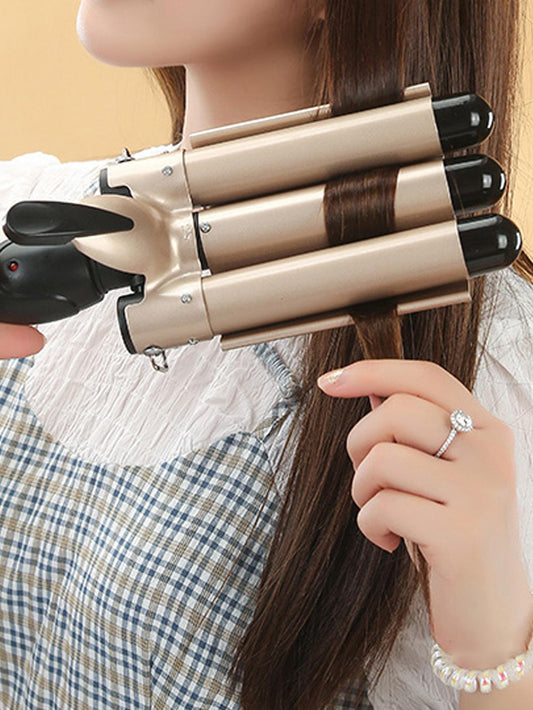 1pc Stainless Steel Hair Curling Iron, Modern Two Tone Styling Tool For Home