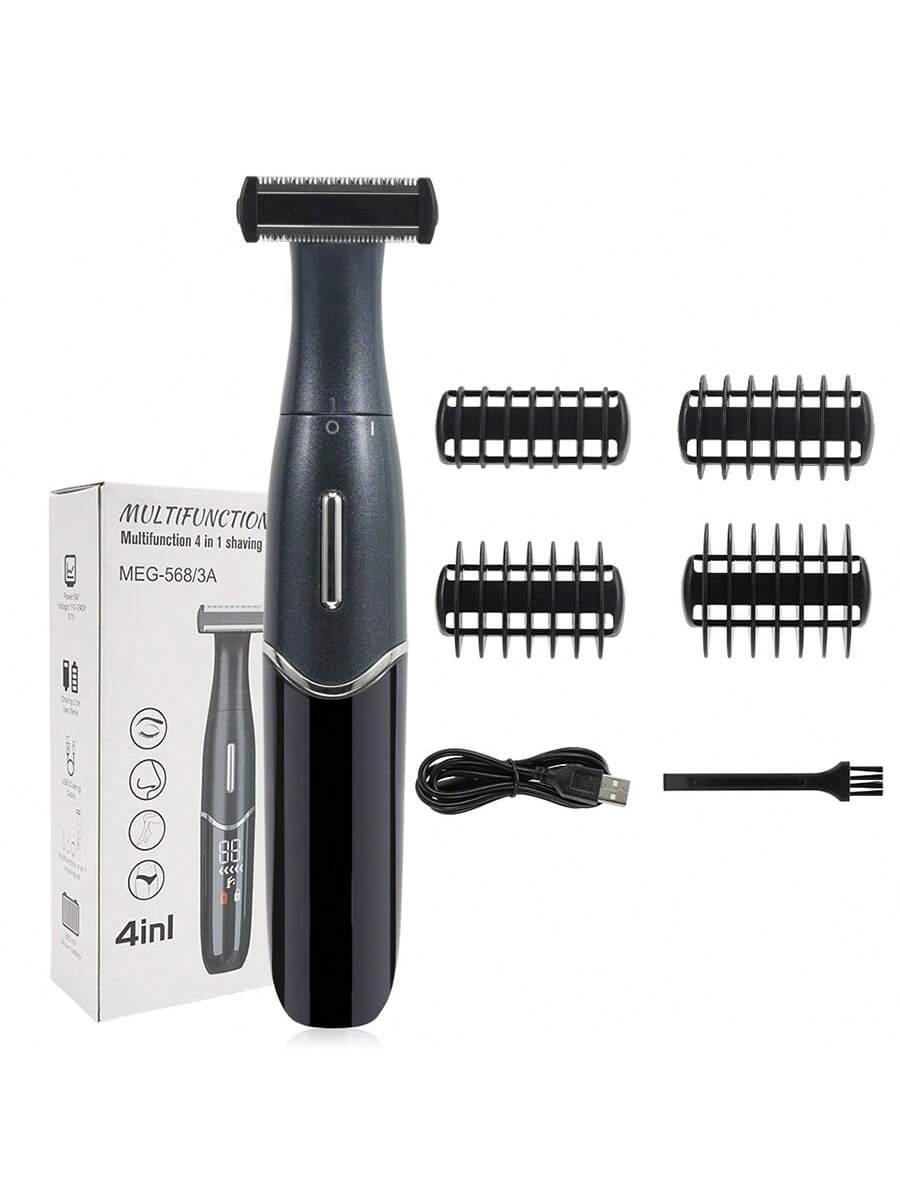 1pc Type-c Usb Charging 600mah Multifunctional Hair Removal Device, Waterproof, Led High-definition Display, 6500rpm Efficient Motor, Dry And Wet Use, Simple Packaging