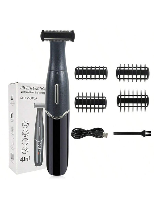 1pc Type-c Usb Charging 600mah Multifunctional Hair Removal Device, Waterproof, Led High-definition Display, 6500rpm Efficient Motor, Dry And Wet Use, Simple Packaging