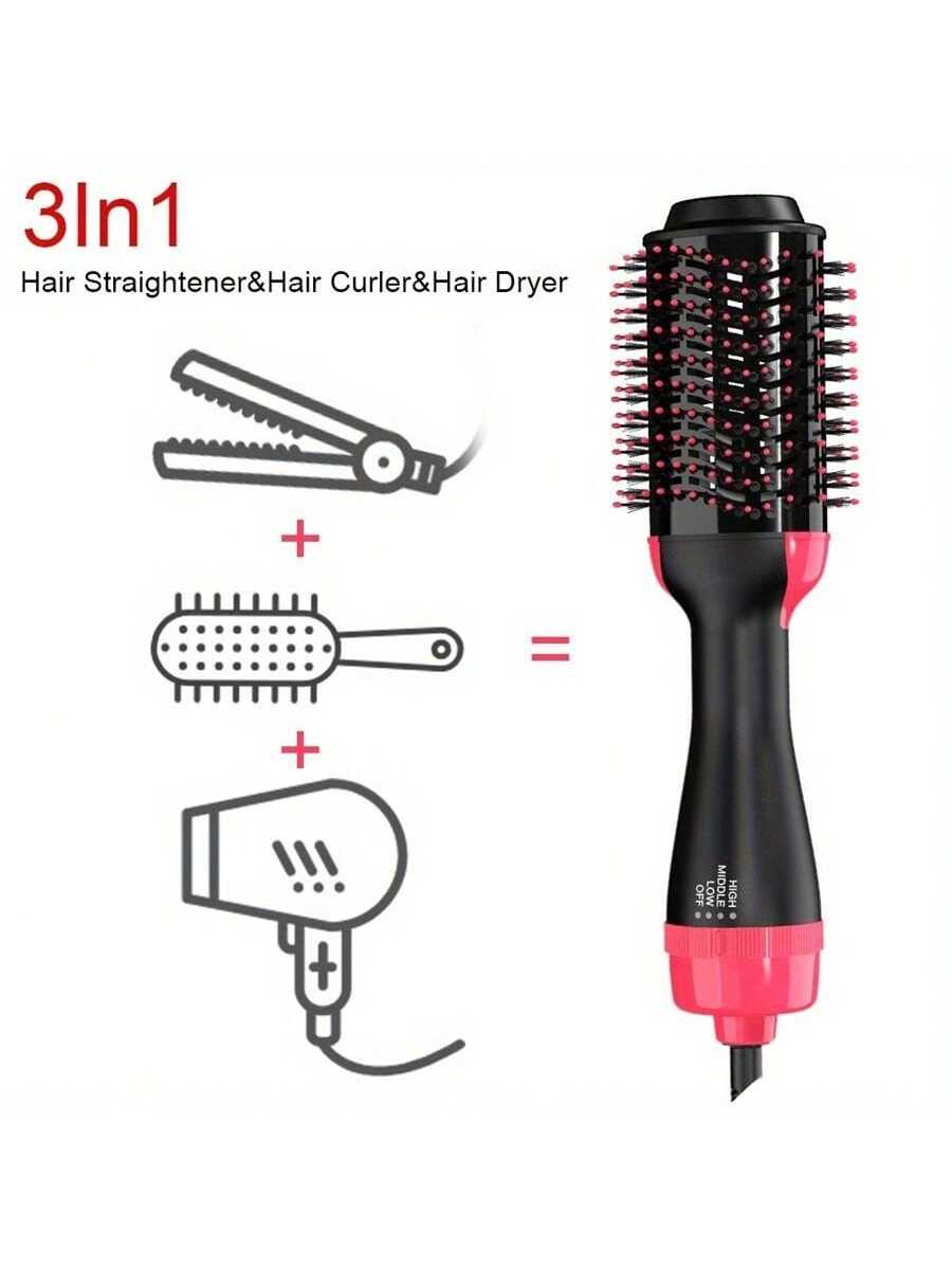 Hair Dryer Brush 3-in-1 Hot Air Brush, Combining Dryer & Styler For Curling, Straightening & Volumizing, Negative Ion Hair Brush, Suitable For All Hair Types