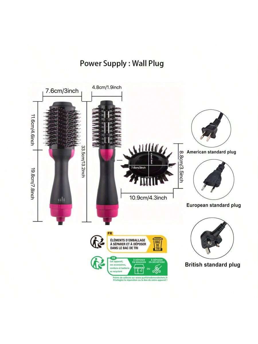 Hair Dryer Brush 3-in-1 Hot Air Brush, Combining Dryer & Styler For Curling, Straightening & Volumizing, Negative Ion Hair Brush, Suitable For All Hair Types