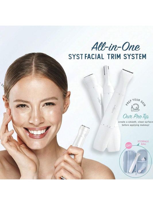 All-In-1 Facial Hair Removal For Women, Cordless Electric Trimmer, Perfect For Face, Ear/Nose, Eyebrows, And Bikini Lines