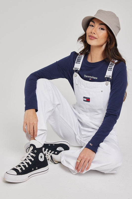 Tommy Jeans DENIM DUNGAREE White