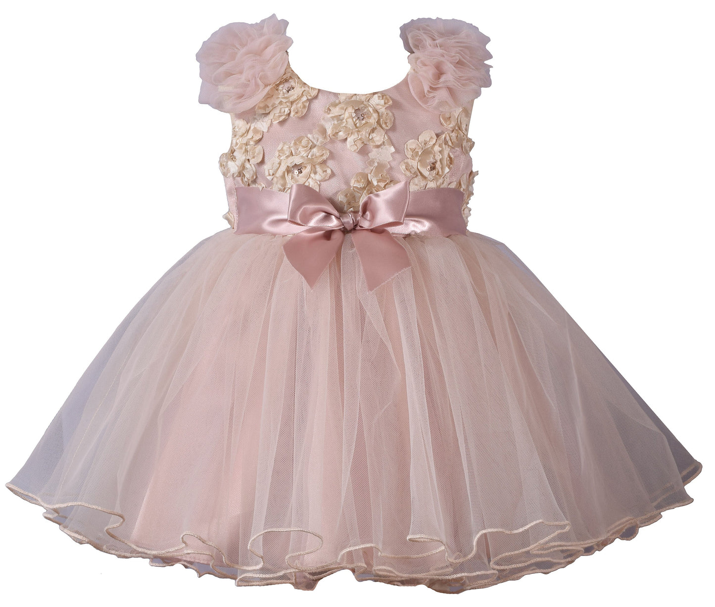 Bonnie Baby Puff Shoulder Dress in Blush