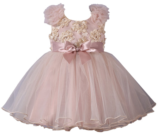 Bonnie Baby Puff Shoulder Dress in Blush