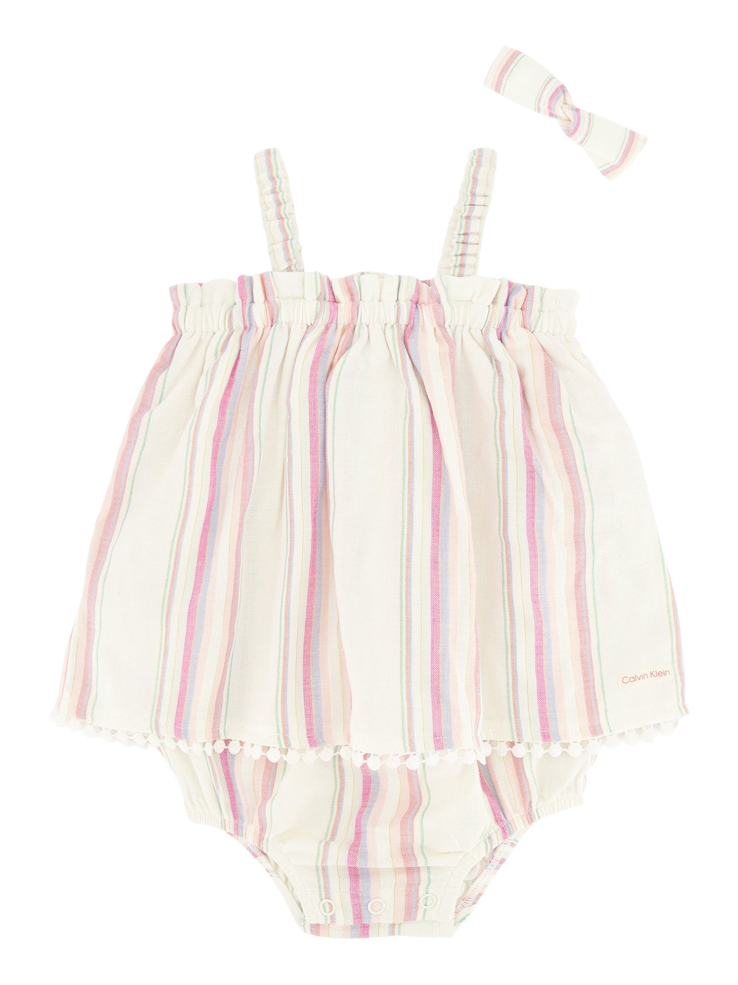 Calvin Klein Multi Stripe Sunsuit with Headband