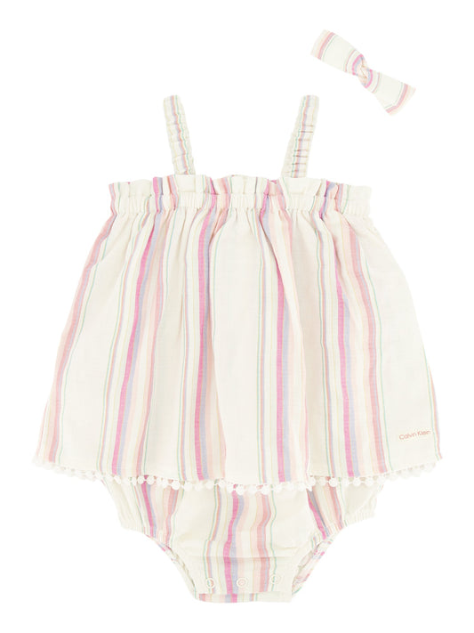 Calvin Klein Multi Stripe Sunsuit with Headband