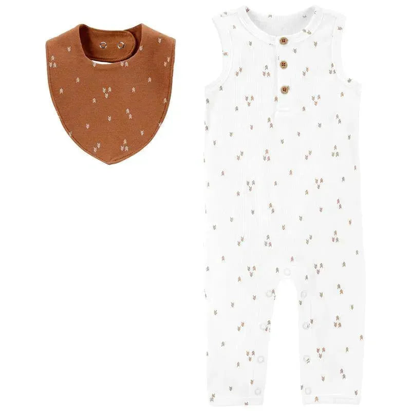 Carters - Baby Girl 2Pk Jumpsuit & Bandana Bib Set, White