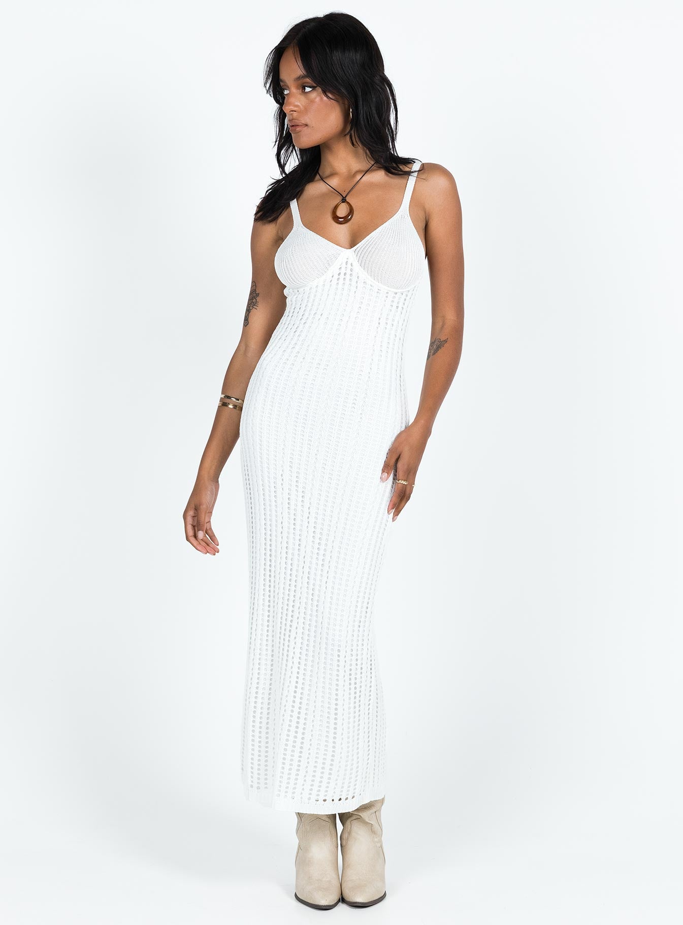 Francie Knit Midi Dress White