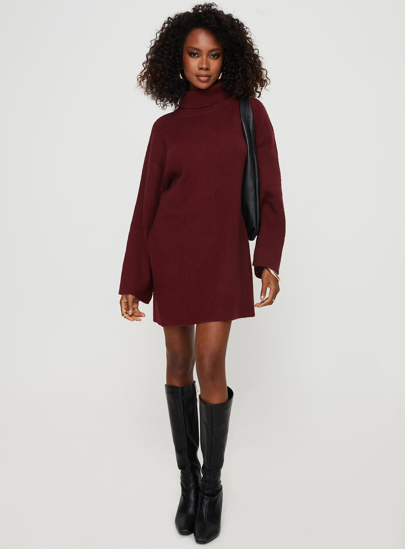 Sonelle Knit Mini Dress Burgundy