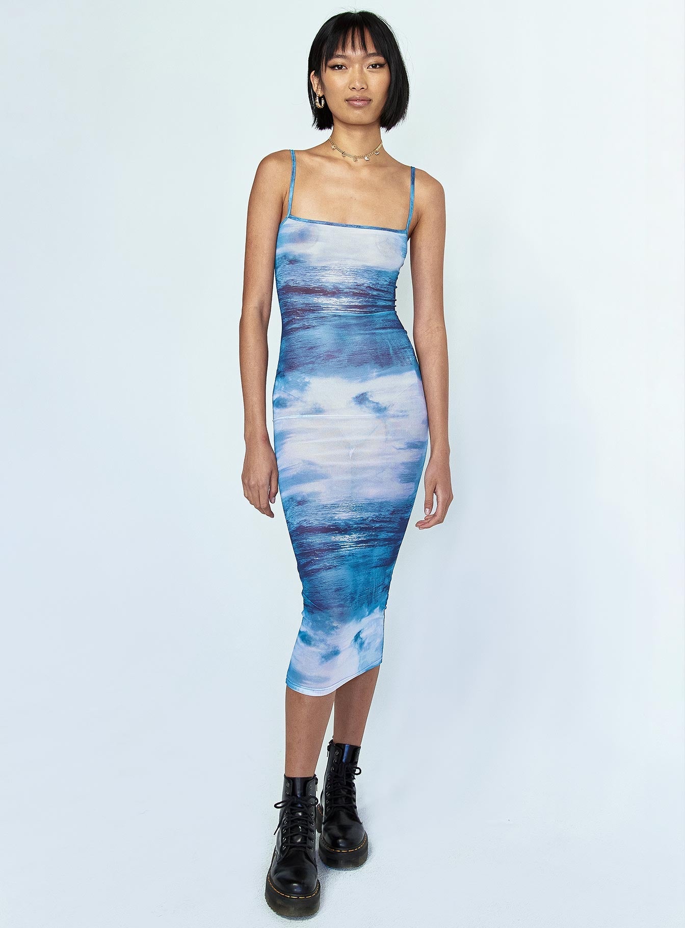 Charmed Midi Dress Blue Moonlight