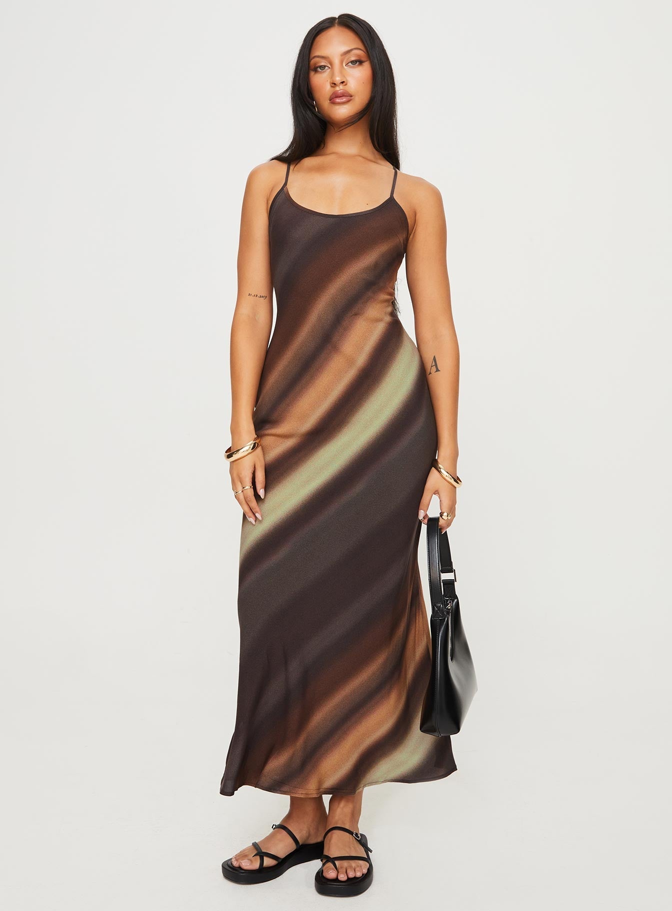 Otillie Maxi Dress Brown Multi Petite