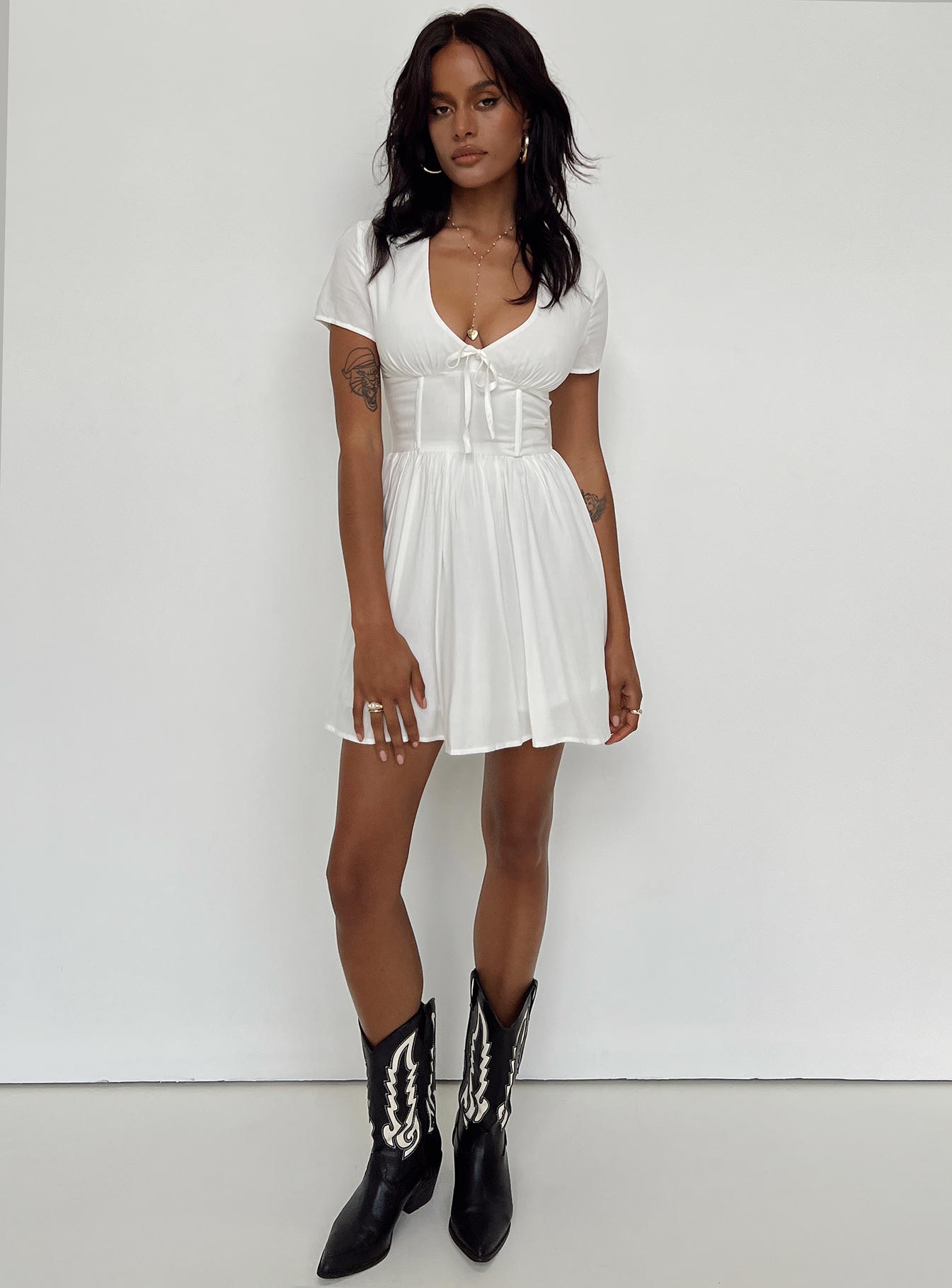 Pasque Mini Dress White