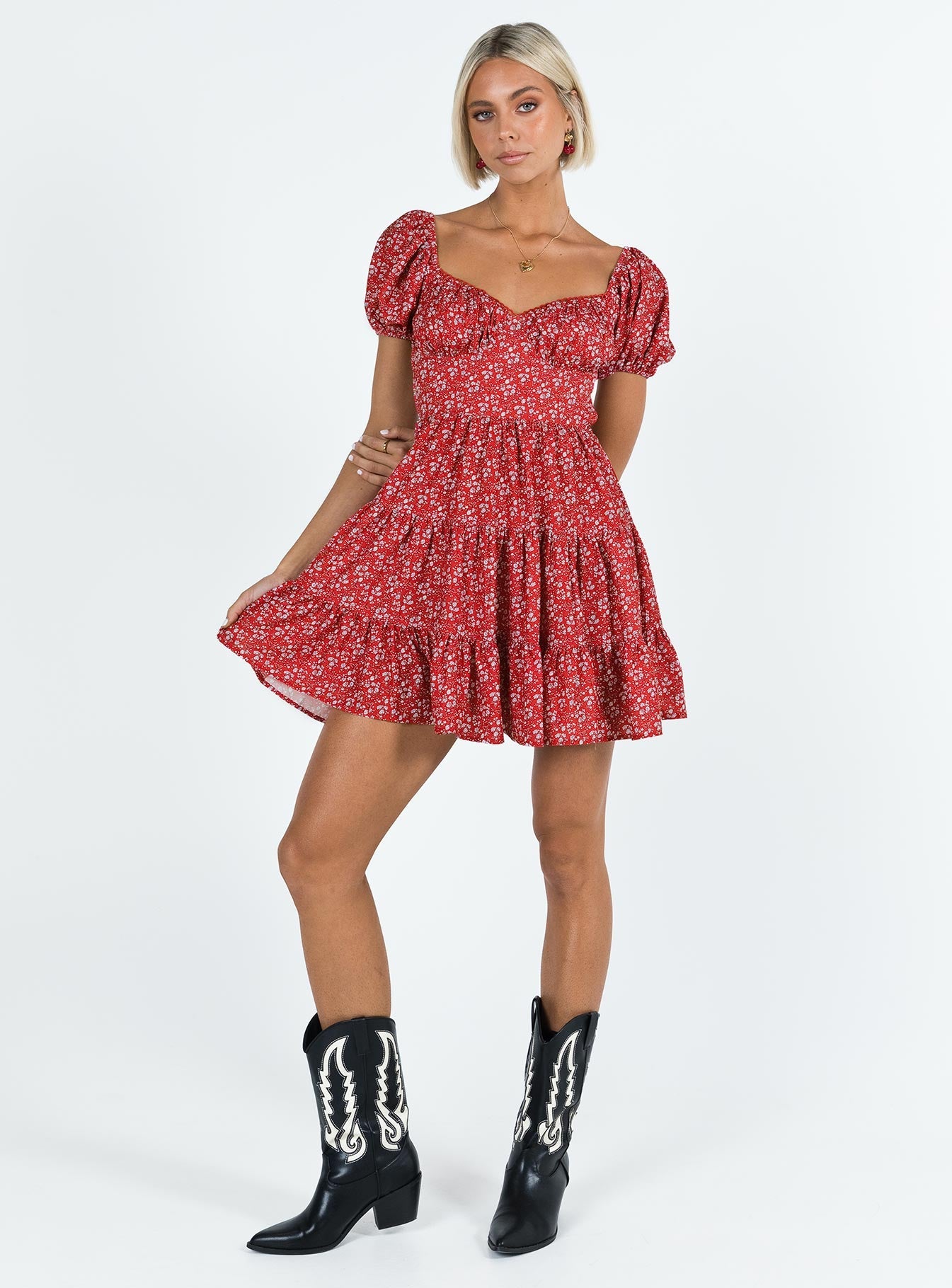 Danny Mini Dress Red Floral
