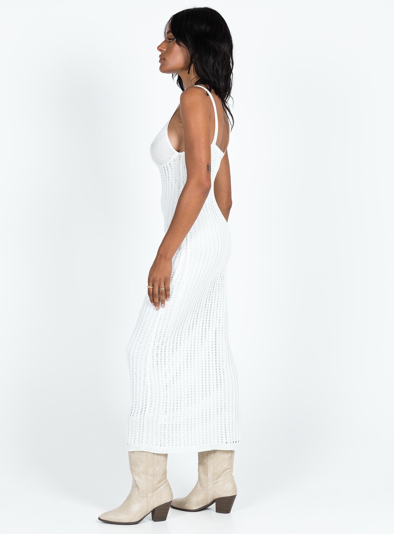 Francie Knit Midi Dress White