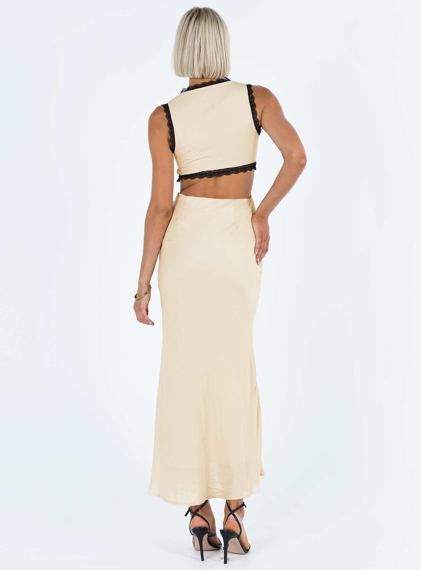 Keila Lace Trim Maxi Dress Cream / Black
