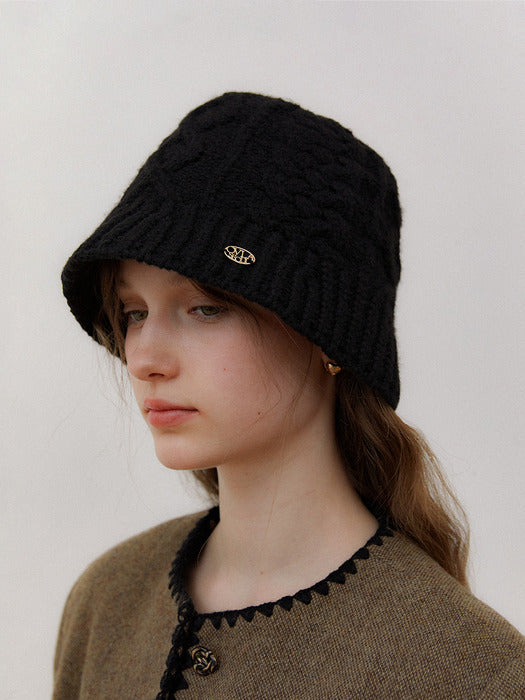 OVLA Wool Bokashi twist patterned feminine bucket hat EmpressKorea