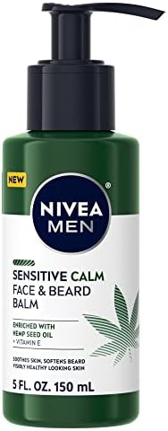 NIVEA Men Sensitive Calm Face and Beard Balm, Men's Beard Balm for Sensitive Skin, 5 fl oz pump bottle