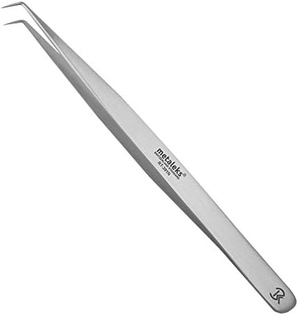 Professional Tweezers for Eyelash Extension Hand Crafted Japanese Stainless Steel Matt Finish (14cm 90° Angular Tip)