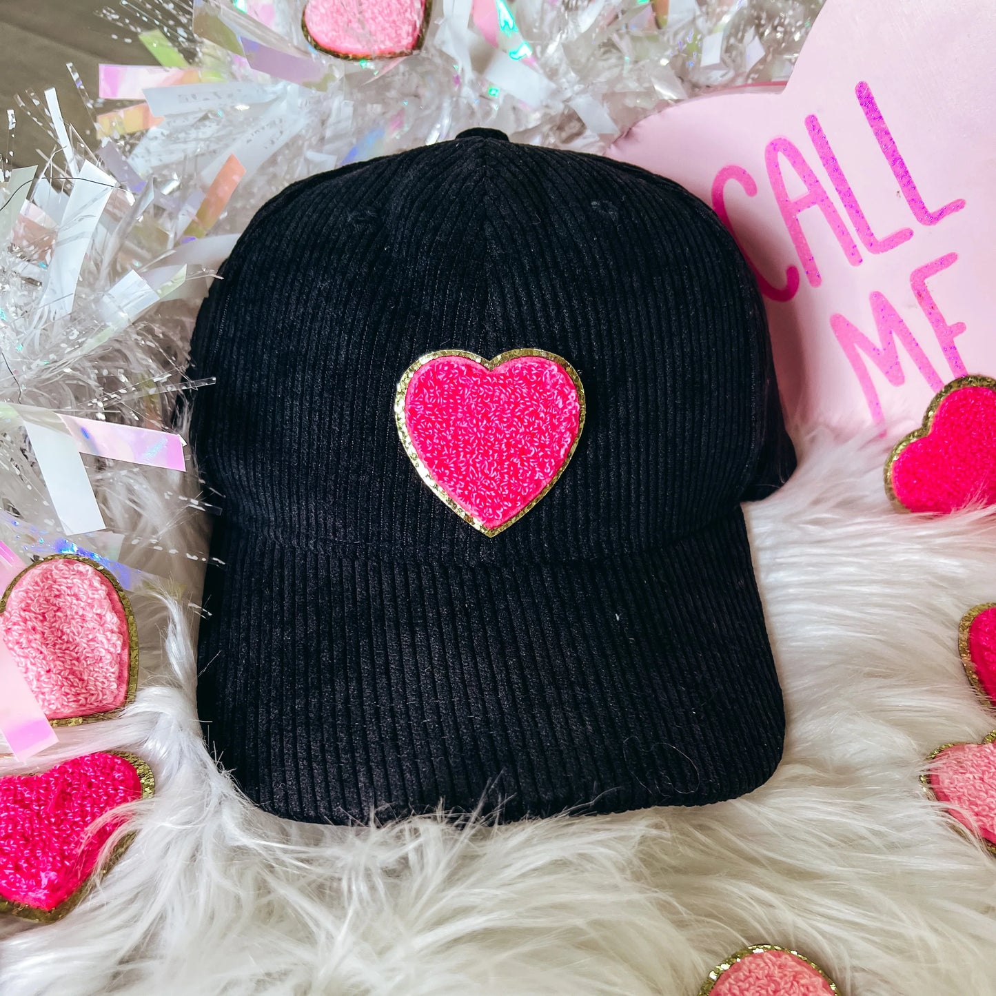 Corded Chenille Heart Caps