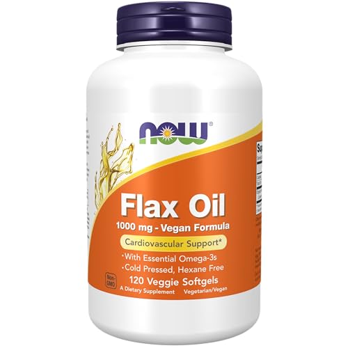 NOW Supplements Flax Oil 1000 mg Vegan Formula 120 Veg Softgels