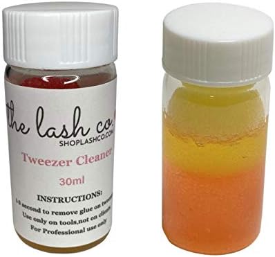 The Lash Co. Tweezer Cleaning Tool Solution/Liquid Adhesive Remover & 2 Spongeballs (1 bottle 30 ml)