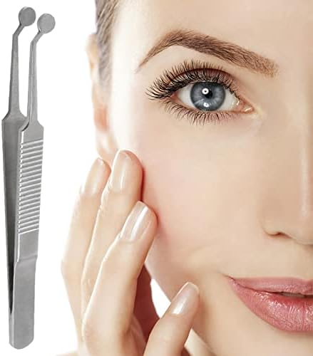 Meibomian Gland Expressor, Professional Forceps Stainless Steel Eyelid Massage Tweezers for Dry Eyes Extraction Tool(Silver)