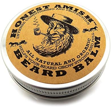 Honest Amish Beard Balm Leave-in Conditioner - Made with only Natural and Organic Ingredients - 2 Ounce Tin