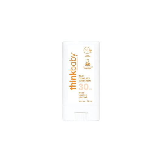 Thinkbaby SPF 30 Sunscreen Stick Ð Safe, Natural, Water Resistant Sun Cream for Babies, Kids & Adults Ð Vegan, Mineral UVA/UVB Sun Protection Ð Reef Friendly Travel Stick, 0.64oz