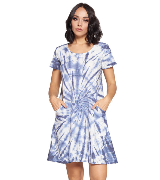 Yak & Yeti Dress Tie Dye Textured Fabric With Pockets