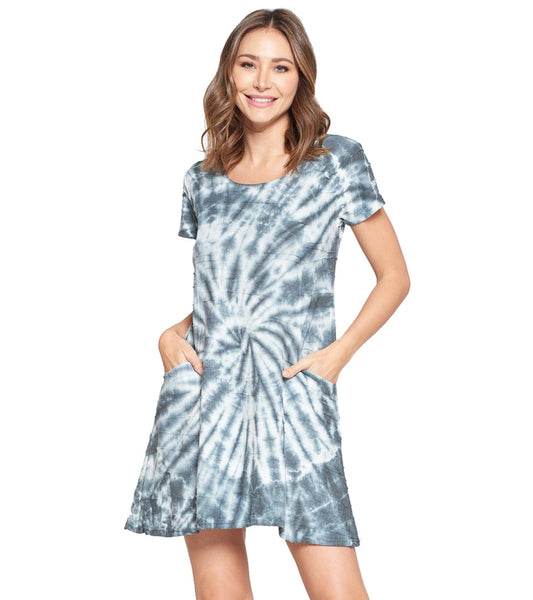 Yak & Yeti Dress Tie Dye Textured Fabric With Pockets