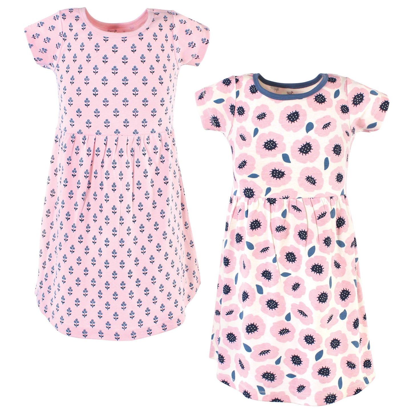 Touched by Nature Big Girls and Youth Organic Cotton Short-Sleeve Dresses 2-Pack, Blossoms