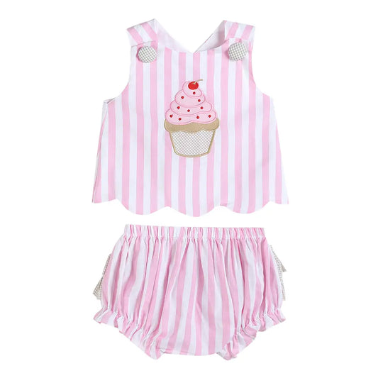 Stripe Cupcake Top/Bloomer Set