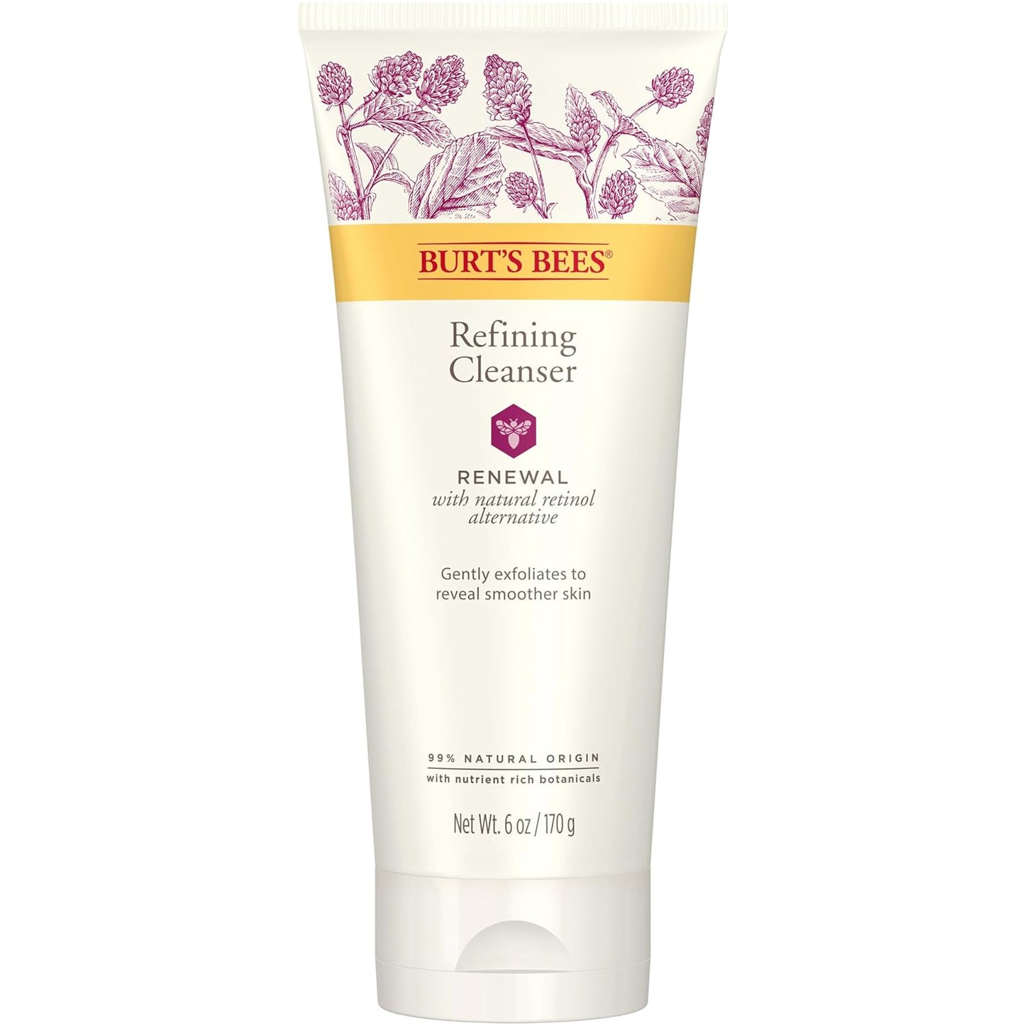 Burt's Bees Renewal Refining Cleanser with Bakuchiol Natural Retinol Alternative, 6 Oz (Package May Vary)