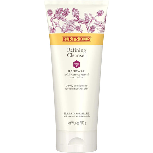 Burt's Bees Renewal Refining Cleanser with Bakuchiol Natural Retinol Alternative, 6 Oz (Package May Vary)