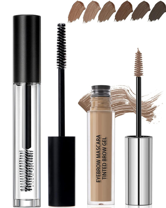 Waterproof Tinted Eyebrow Gel Brown & Clear Brow Setting Glue, Liquid Mascara Eye Brow Cream, Long Lasting Smudge-Proof Brow Filler Makeup Set,Brow Fast Sculp,Makeup Gift Set for Girl Women- 03