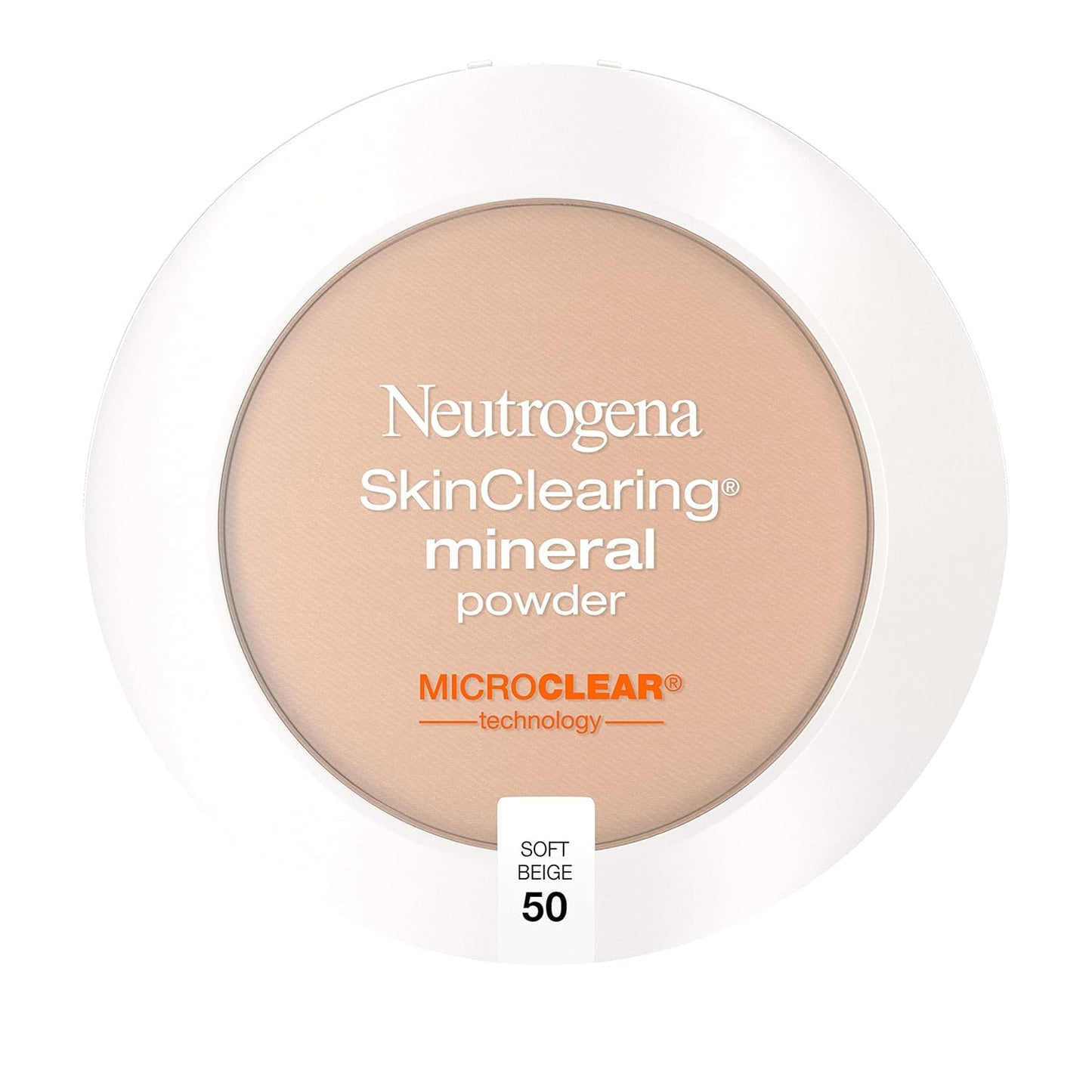 Neutrogena SkinClearing Mineral Acne-Concealing Pressed Powder Compact, Shine-Free & Oil-Absorbing Makeup with Salicylic Acid to Cover, Treat & Prevent Breakouts, Soft Beige 50,.38 oz