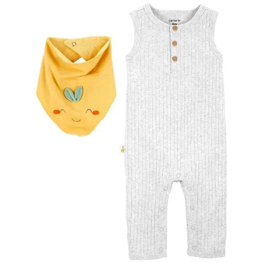 Carter's- 2-Piece Baby Jumpsuit & Bandana Bib Set