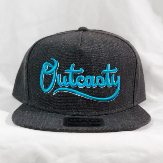 Outcasty Flat Bill Snapback 3D Puff (Blue Embroidery)