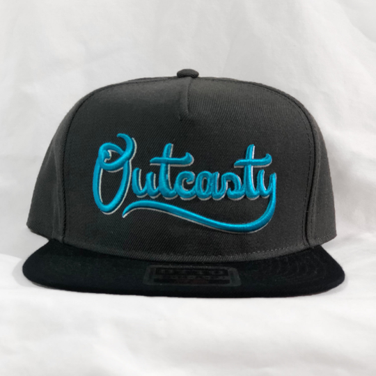 Outcasty Flat Bill Snapback 3D Puff (Blue Embroidery)