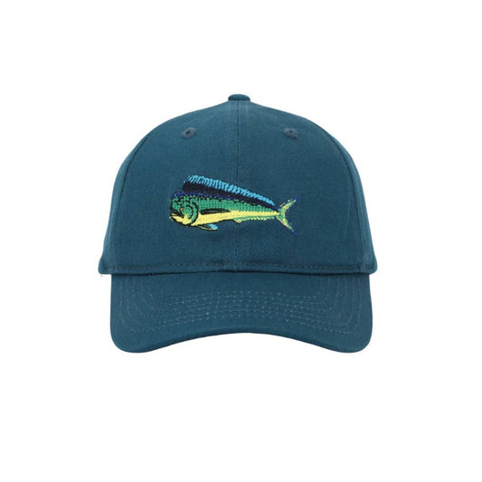 Kids Needlepoint Embroidered Ball Cap | Mahi on Dark Teal
