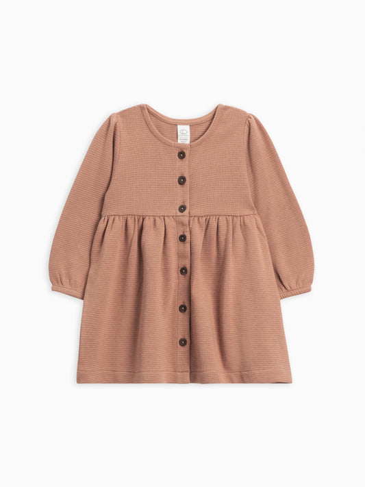 Elsie Waffle Knit Button Down Dress